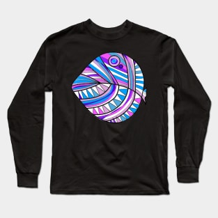 Mazipoodles New Fish Head Leaf White Purple Blue Distressed Long Sleeve T-Shirt